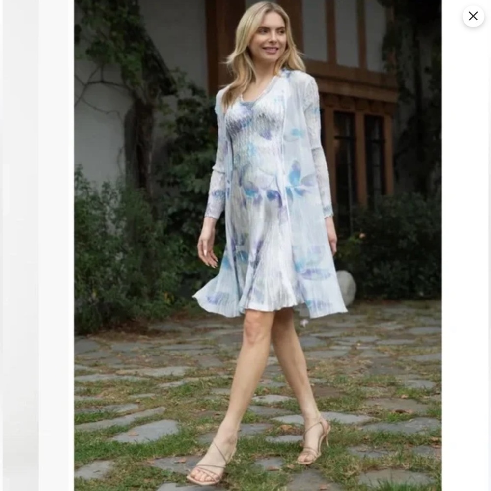 Komarov Blue and White Midi Dress